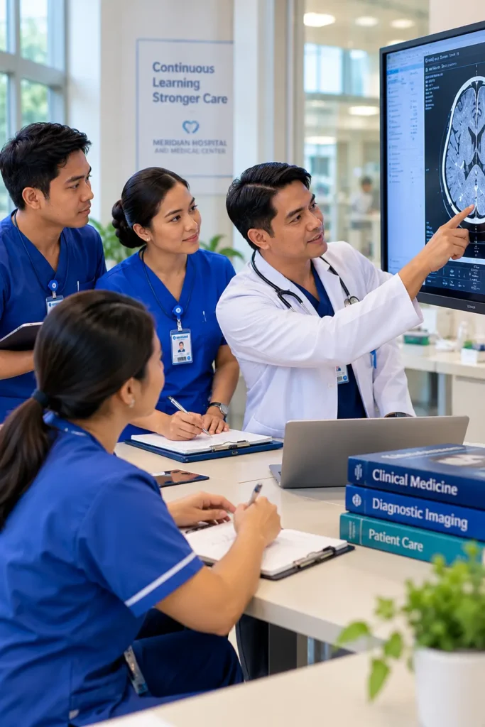 Meridian medical team reviewing CT brain scan